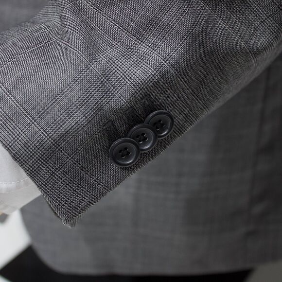 Banana Republic Gray Plaid Blazer Sport Coat 100% Wool Tailored Fit Men Size 42R - Picture 10 of 14